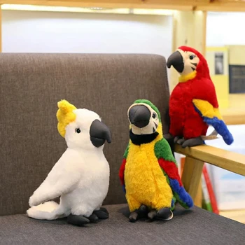 Simulácia plyšový papagáj vták plyšové mäkké bábiky deti hračky, dekorácie simulácia plyšové hračky deti Vianočný večierok darček M047