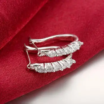Luxusné žena náušnice AAA white crystal zirkón strieborné pozlátené šperky elegantné náušnice Prata Brinco