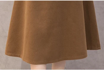 Elegantné Midi Vlnené Sukne Ženy Jeseň Zima Vysoký Pás Tlačidlo Belted Ženské Sukne Dlhé Úrad Práce Sukne Faldas Mujer