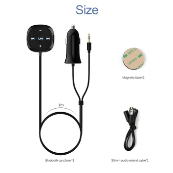 Onever Handsfree Bluetooth Súprava do Auta MP3 Prehrávač, 3,5 mm AUX Audio A2DP Hudba, Prijímač, Adaptér Podporu IOS Siri s Magnetickou Základňou
