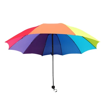 10 farieb Ženy parasol Dúhový Dáždnik Veľký Tri skladacie Farebný Dáždnik Žena Slnečný A Daždivé Dáždnik