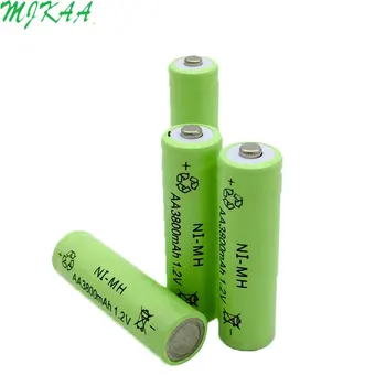 4Pcs Ni-MH 1.2 V 3800mAh Zelená AA Nabíjateľné Nikel-metal-Hydridové Batérie 14 mm*50mm