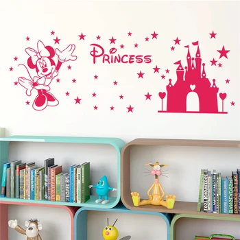 Disney Hrad Minnie Mouse Samolepky Na Stenu Pre Deti Detská Izba Spálňa Príslušenstvo Domova Cartoon Stenu Vinylové Tapety