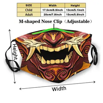 Menpo Oni 3d Tlač Opakovane Úst Maska Umývateľný Filter Proti Prachu Masku na Tvár Masku Štýl Oni Menpo Japonsko Diabol Deamon