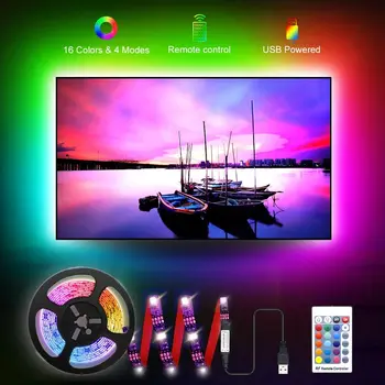 RGB Diódy Pásky 5V, TV joj, Flexibilné Neon 5M Nepremokavé 5050SMD LED Pásy Môžu Meniť Farbu Svetla s USB IR ovládača