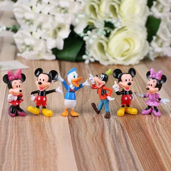 6PCS Disney Údaje Mickey Mouse, Minnie Mouse Clubhouse Narodeninovej Party Cake Decoration PVC Akčné Figúrky, Hračky pre Deti DS10