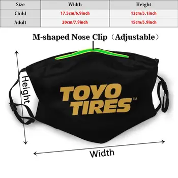 Toyo Tires Fan Art Zlaté Logo Zábavné Vytlačiť Opakovane Pm2.5 Filtra Masku Na Tvár Pirelli Ventilátor Logo Pneumatiky Pneumatiky Racing Motor Mechanik Auto