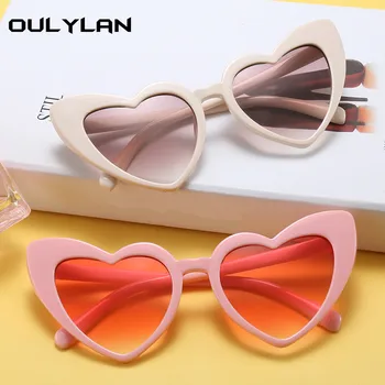 Oulylan Srdce, slnečné Okuliare Ženy Značky Dizajnér Cat Eye Slnečné Okuliare Retro Láska Srdca, Tvarované Okuliare Dámy Nakupovanie Slnečné okuliare UV400