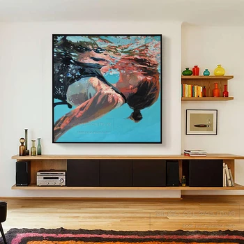 Umelec Ručne maľované Vysokej Kvality Impresionistického Lady Potápanie Portrét olejomaľba na Plátne Krásy Lady Plávanie olejomaľba