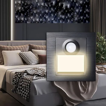 Vysoko kvalitné dobrý Hliníkové Steny Svetelný senzor+Senzorom LED Schodisko Svetlo Zapustené Krok Lampa Rebrík Nočné svetlo foyer kuchyňa