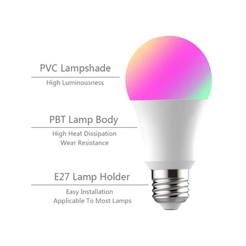 E27 Wifi Smart LED Žiarovka 7W 9W RGBCW Lampa Zmena Farby Svetla Žiarovka 1/2/3/4 KS Tuya Aplikáciu Diaľkové Ovládanie Práce s Alexa Domovská stránka Google