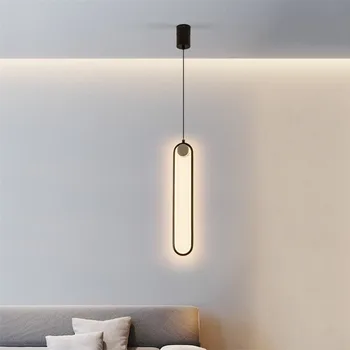 Nordic Jednoduché, Moderné Závesné Led Svetlá Spálňa, Nočné Lampy Iron Art Line Hanglamp Obývacia Izba Pozadí Steny Prívesok Svetlá