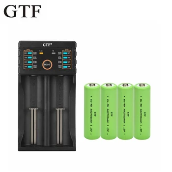 GTF 4pcs 1.2 V 2700mAh AA batéria s 1 USB nabíjačka Nabíjateľné NI-MH Batérie hračka na diaľkové ovládanie elektronický produkt