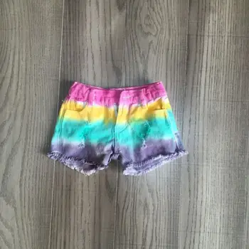 Baby dievčatá rainbow krátke džínsy dievčatá tie dye šortky