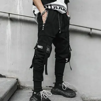 2020 Nový hip hop streetwear cargo stuhy nohavice mužov fitness oblečenie pánske tousers celkové bežné nohavice drop shipping LBZ65