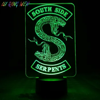 TELEVÍZNY Seriál Riverdale Južnej Strane Hadmi Had Logo Led Nočné Svetlo Spálňa Decor Priateľa k Narodeninám Stolové Lampy, Nočné Svetlo