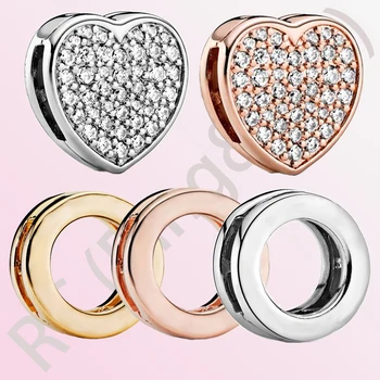 2020 Nové 925 Sterling Silver Korálky Crystal Pripraviť Srdce, Kruh Klip Charms fit Pôvodné Pandora Reflexions Náramky Ženy Šperky