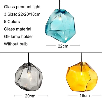 Moderný Sklenený Prívesok Svetlo Crystal Farebné Hanglamp LED Nordic Ice Prívesok Lampy, Obývacia Izba, Spálňa, Kuchyňa, Jedáleň G9