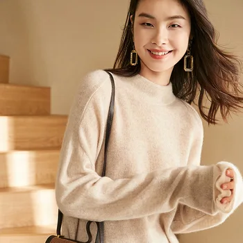 Cashmere sveter turtleneck ženy mäkkosť dlhý rukáv dámske pulóvre nadrozmerné teplý sveter topy pletené