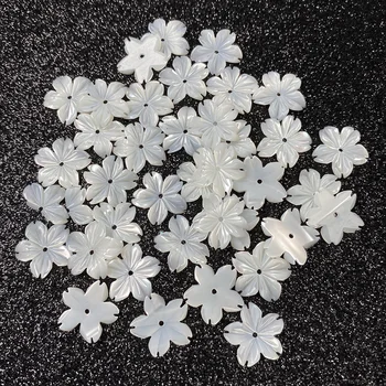 5pc 13mm Seashell Kvet Vyrezávané Prírodná perleť Shell Perly DIY Zistenia Voľné Guľôčok Pre Šperky Robiť
