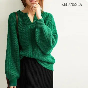 ZEHANGSEA sveter módne 2019 žien voľné bežné pevné farebný pulóver sveter jar nový sveter dámy pulóver-Doprava