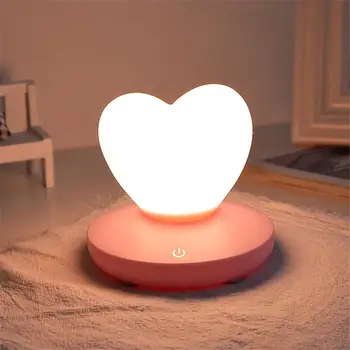 Srdce Tvar LED Nočné Svetlo Dotyk Stmievateľné stolná Lampa USB Silikónové Stolná Lampa Spálne Dekorácie Valentína Darček