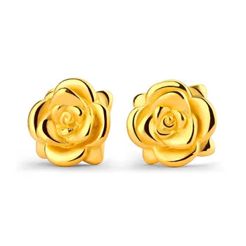RN 24K Čisté Zlato Náušnice Reálne AU 999 Pevné Zlaté Náušnice Pekné 3D Rose Luxusnej Módnej Klasické Jemné Šperky Hot Predaj Nových 2020