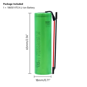 4P 3.6 Volt 18650 Lítiové Batérie Kapacita 2100mAh US18650VTC4 VTC4 18650 Li-ion Rehcargeable Batetry s DIY Silica gel Kábel