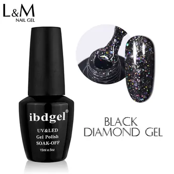 Celý set Black Diamond Farebný Gél lak na Nechty ibdgel 9 ks Shinning Čiernym Leskom Nechtov UV Gellak Gél Lak Dlhá životnosť