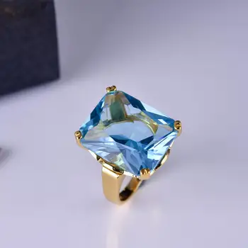Retro Charms Námestie Modrý Kameň Šperky, Luxusné Veľký Zirkón Žien Krúžok Módny Ženské Modely Účtovná Príslušenstvo
