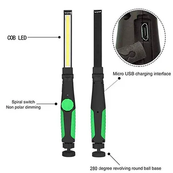 Ebay LED Baterkou Inšpekcie Lampa USB Nabíjateľné Pracovné Svetlo Super Jasná COB LED Baterka Camping Svetlo s Magnetickým a Háčik