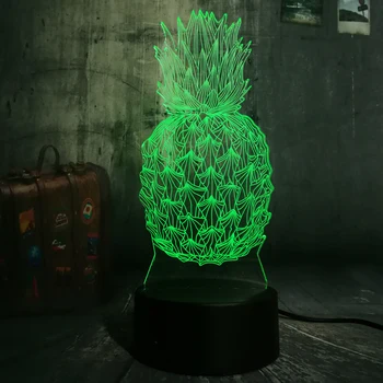 Nové Novinka 3D Ananás (Ananas LED Nočné Svetlo 7 Farieb Zmeniť domovské Izba Dekor Dieťa, Deti, Dieťa Spí, Stolná Lampa Festival svetiel