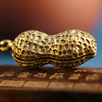 Čistej Mosadze Arašidové Ozdobná Šnúrka Na Uniforme Šťastie Auto Kľúč Reťazca Krúžok Závesy Prívesky, Šperky Vintage Kovové Lano Keychain Trinket Charms Keyrings
