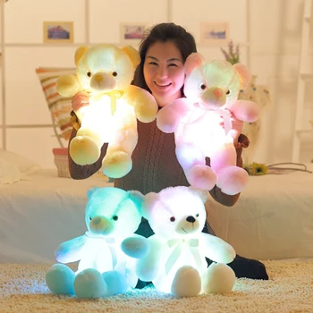 50 Romantický Blikajúce Farebné LED Nočné Svetlo Svietiace Plnené Plyšové Hračky Medvedík Bábika Krásne Darčeky pre Deti a Priateľov