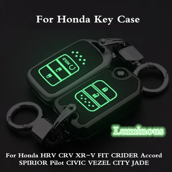 Svetelný zliatiny zinku kožené tlačidlo puzdro keychain Na Honda HRV CRV XRV FIT CRIDER Dohodou SPIRIOR Pilot OBČIANSKE VEZEL MESTO JADE
