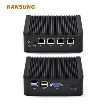 KANSUNG Intel Celeron J1900 Mini PC 4 Gigabit Router Linux Windows 7 Mini Desktop PC X86 Barebone Nettop Server Firewall PC