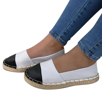 Dámske módne bežné retro topánky dámske mokasíny farby vyhovujúce pedál lenivý topánky tkané konopné lano bytov 2020