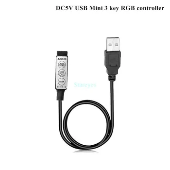 50 Ks DC5V USB LED RGB Controller Mini 3Key Stmievač IČ 24Key RF 17key Bluetooth Bezdrôtové Diaľkové Ovládanie pre 5V RGB LED Pásy