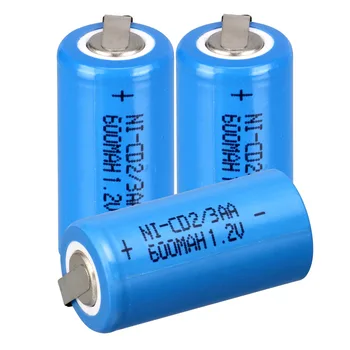 Nový 3 ks Ni-Cd 1.2 V 2/3AA nabíjateľná batéria NiCd Batérie - modrá 600 mah