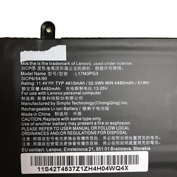 11.4 V 52.5 WH/4610MAH L17M3PG3 nový, Originálny Notebook batéria Pre Lenovo Y530 Y530-15ICH Y7000 Y7000P L17C3PG1 L17L3PG1 L17M3PG1