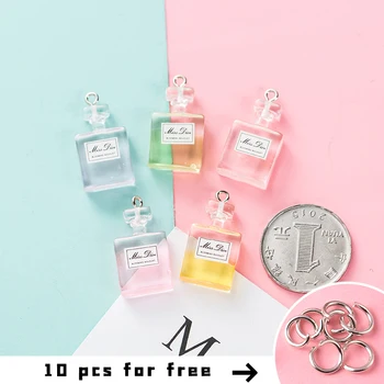 10Pcs Roztomilý Mini Simulácia Parfum Fľašu Charms DIY Keychain Doplnky, Dekorácie Neckalce Náušnice Kúzlo pre Šperky Robiť