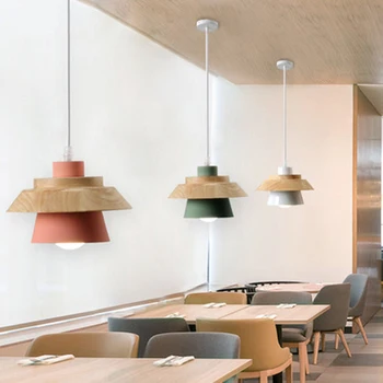 Nordic LED Dreva Prívesok Svetlá pre Obývacej Izby, Spálne, Jedálne Železa Prívesok Lampy Uličkou Závesné Lampy Domova Led Osvetlenie