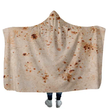 Horúce Burrito Tortilla Vzory Nositeľné S Kapucňou Deka Mexickej Tortu Zimné Hrubú Deku Gauč Posteľná Bielizeň Hodiť Darček Cobija Cobertor