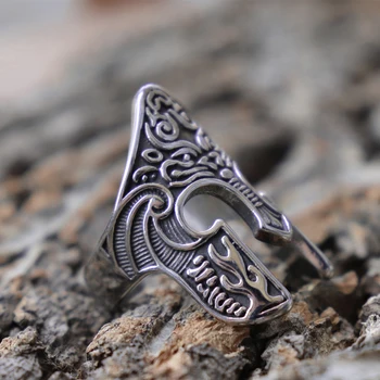 Muž, Viking Bojovník Prilba Krúžok Škandinávskych Pohanské Severanov Rune Z Nehrdzavejúcej Ocele, Prstene Totem Amulet Šperky