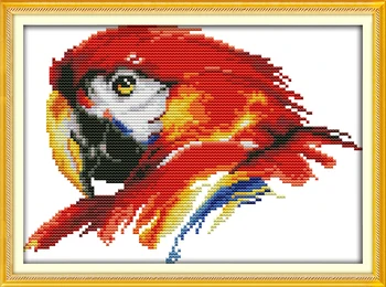Scarlet papagáj (2) cross stitch auta cartoon 11ct počítať plátno stehov výšivky HOBBY ručné vyšívanie plus