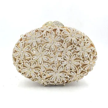 Nigéria Svadobné svadobné party kabelku ženy večierok taška diamanty luxusné farebné crystal spojka elegantná kvetina crystal kabelku