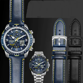 Vysoko kvalitnej pravej Kože Watchband pre blue angel AT8020 JY8078 hodinky popruhy 23 mm modrej, čiernej farby