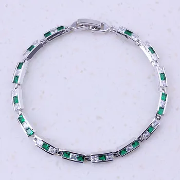 Iskrivý Imitácia Emerald & White AAA Zirkón Módne Šperky Strieborné Farebné Kúzlo Náramky Pre Ženy Strany Módne Šperky D0065