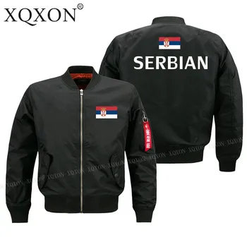XQXON-2020 Nové Dlhý Rukáv Srbsko Vlajka Jeseň Zimnú Bundu, Vysoká Kvalita Mužov Bundy Kabáty Zips Muž Bundy J188